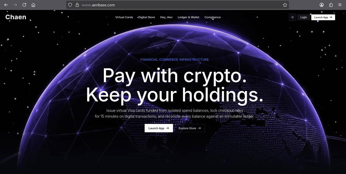Chaen / Aenbase — Chaen Financial Commerce Infrastructure & Digital Store production screenshot